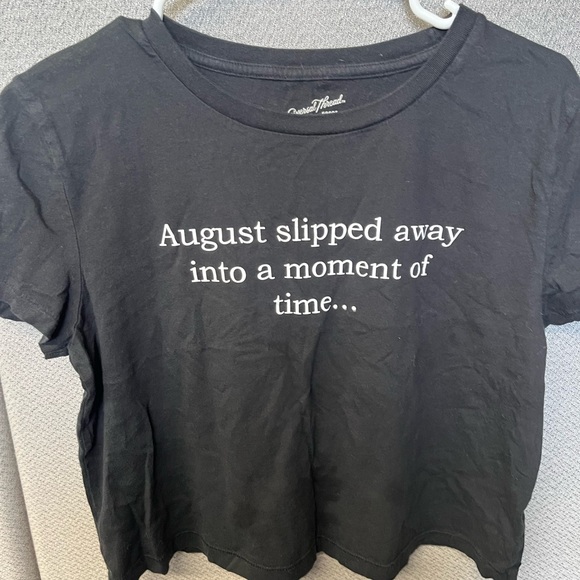 August Taylor Swift Universal Thread cropped Gray Short Sleeve Tee Tsway lyrics - Picture 1 of 6